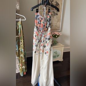 Anthropologie Elevenses Tupsa Jumpsuit Silk size 4 wide leg lined.